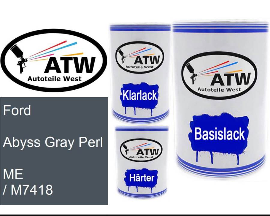 Ford, Abyss Gray Perl, ME / M7418: 500ml Lackdose + 500ml Klarlack + 250ml Härter - Set, von ATW Autoteile West.